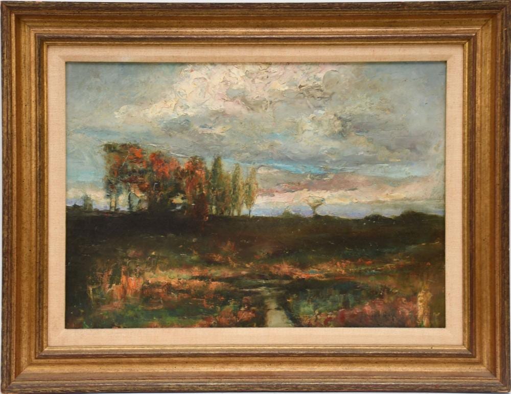 edward gay american 1837 1928 oil on canvas landscape in a field canvas size 14 x 20 in overall framed size is 19 x 25 inches · Bill Hood & Sons Arts & Antiques Auctions · 2025-07-15 Edward Gay comparable auction result: edward gay american 1837 1928 oil on canvas landscape in a field canvas size 14 x 20 in overall framed size is 19 x 25 inches