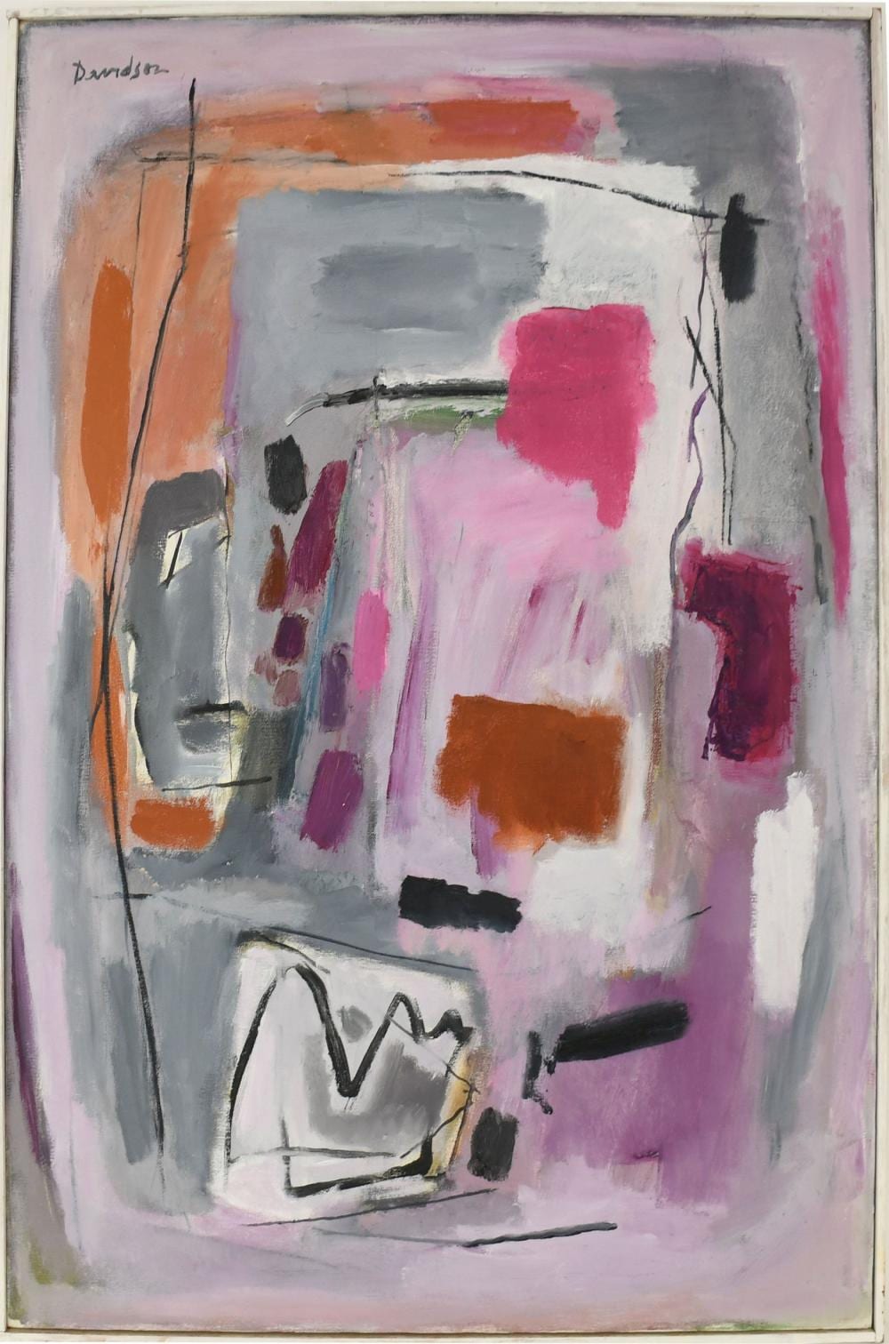 Morris Davidson comparable auction result: morris davidson am 1898 1979 oil on canvas abstract pink shapes overall 30 1 2 x 22 1 2 inches