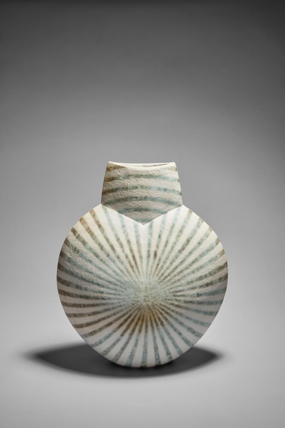 John (1938) Ward comparable auction result: large green and white disc pot with green banded design on white glaze