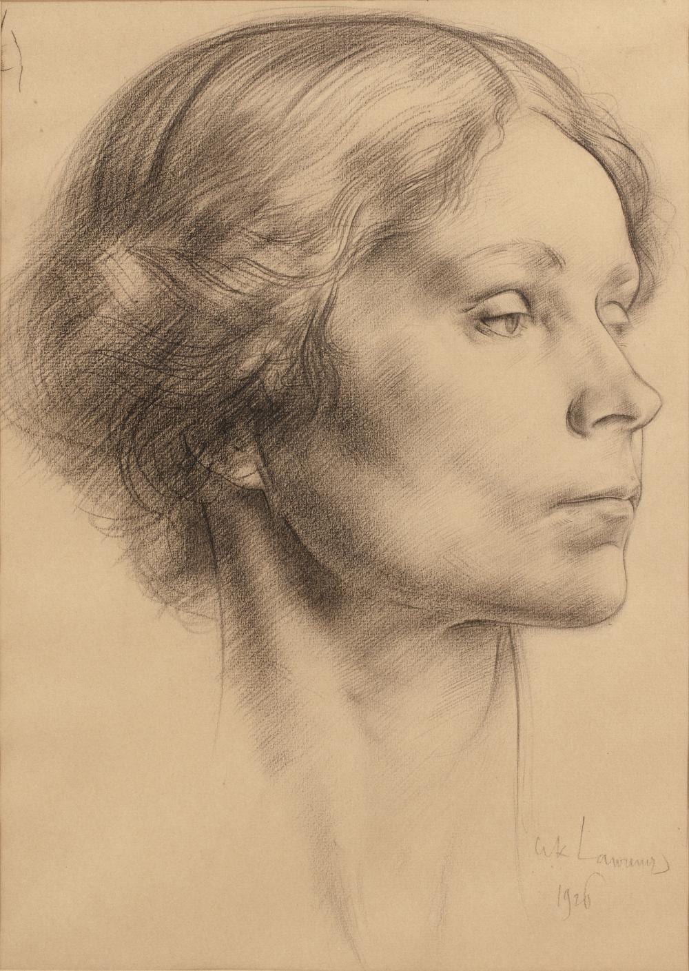 Alfred Kingsley Lawrence comparable auction result: alfred kingsley lawrence 1893 1975 portrait of a lady signed and dated 1926 pencil and charcoal 34 x 24cm provenance reputedly from the family of lawrence binyon