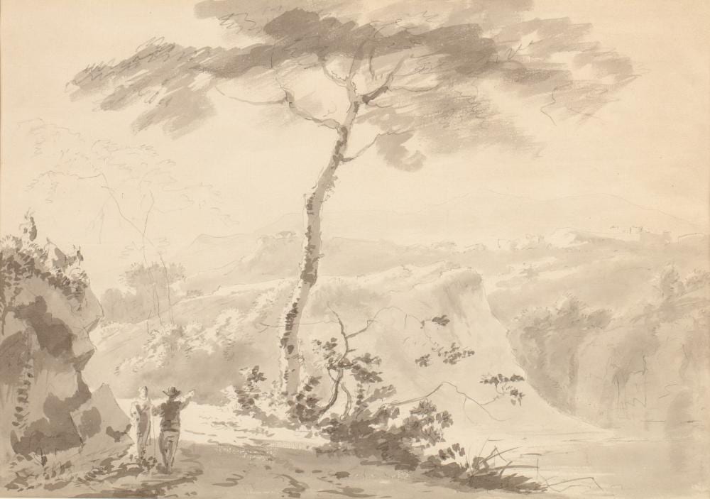 Anthony Devis comparable auction result: anthony devis 1729 1816 figures in a landscape pen ink and monochrome watercolour 30 x 42 5cm provenance with chris beetles