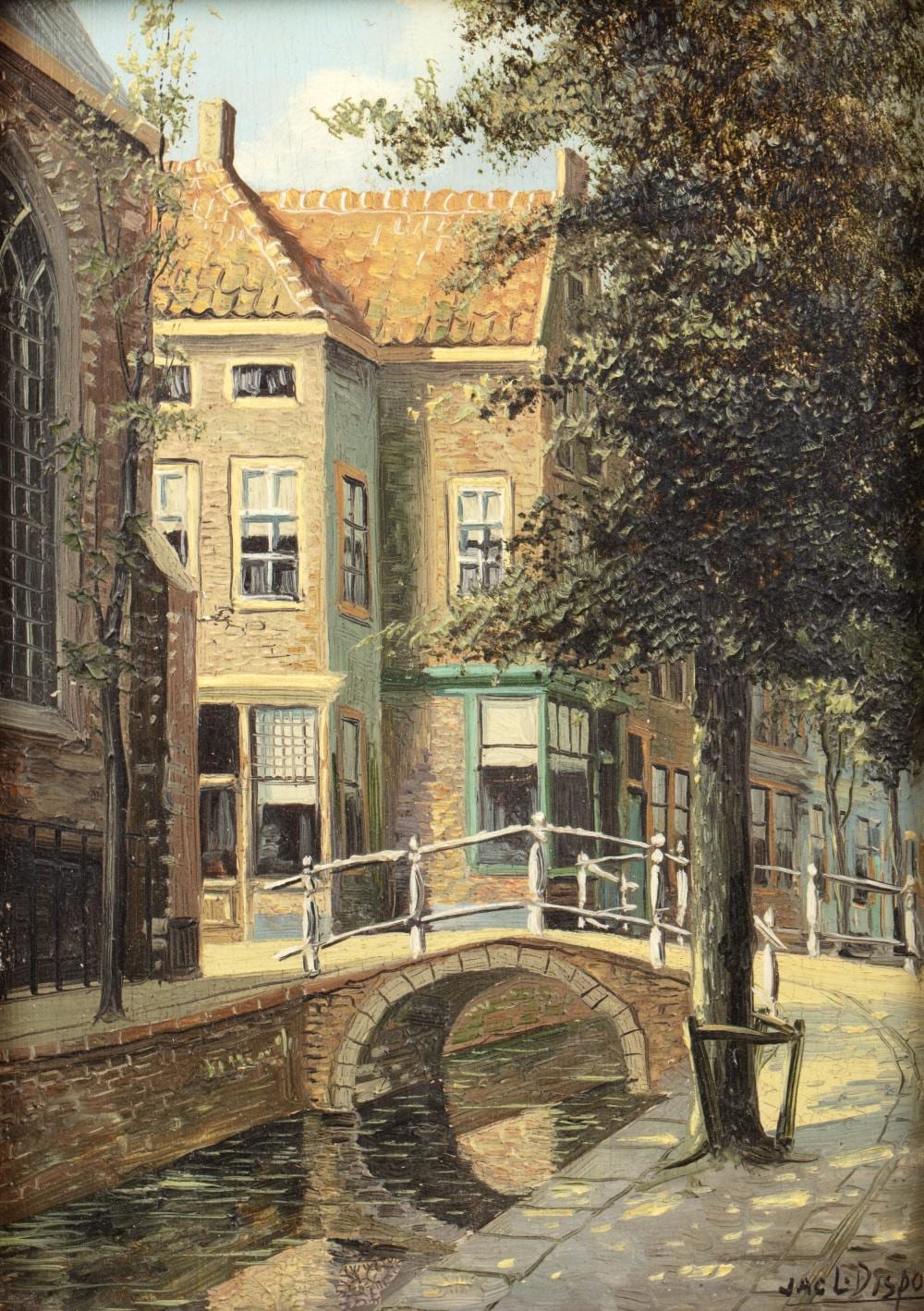 Jacobus Lambertus Dispo comparable auction result: jacobus lambertus dispo 1890 1964 a dutch canal scene signed oil on panel 17 x 12cm