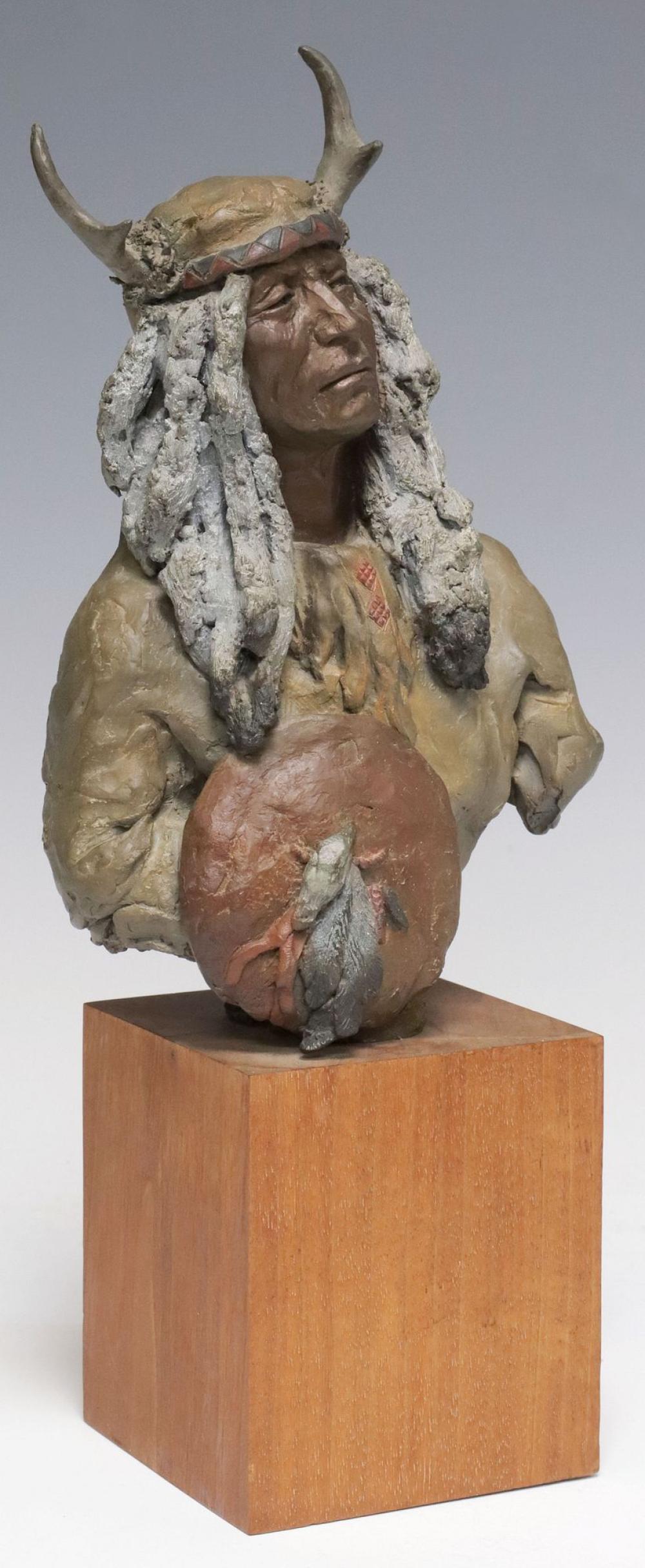 Juan Dell comparable auction result: juan dell 1933 2019 cold painted bronze plains indian two moons