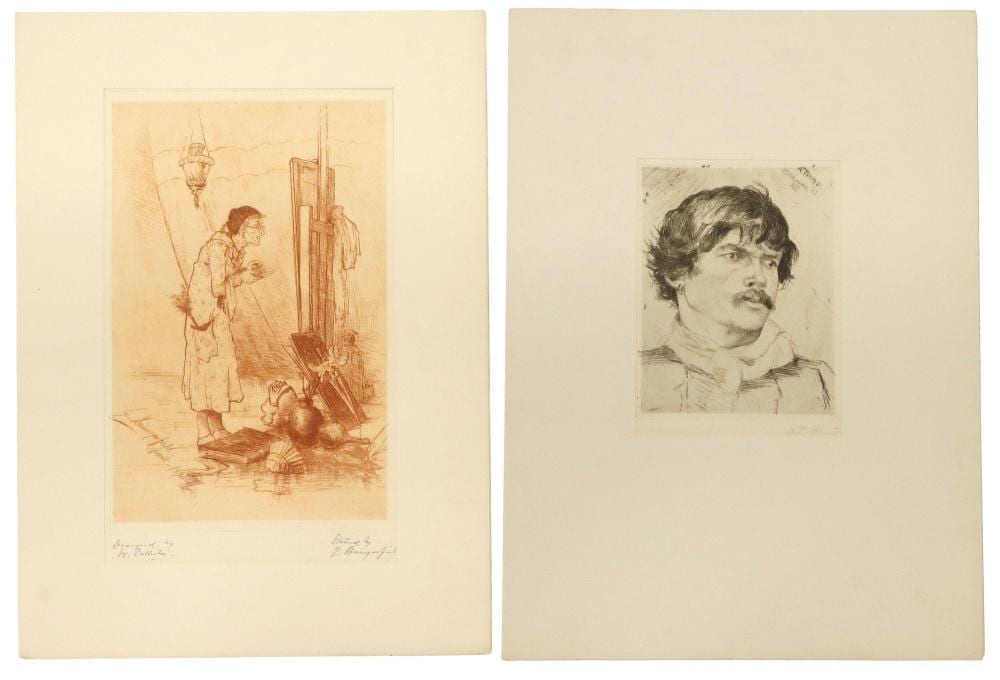 Gabrielle de Veaux Clements comparable auction result: 2 etchings gabrielle de veaux clements elliott daingerfield