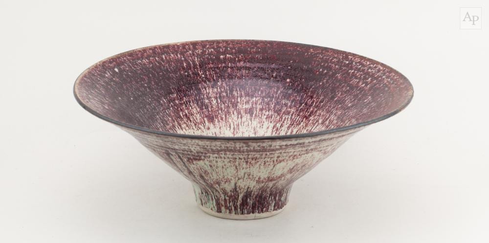 Abdo Nagi comparable auction result: abdo nagi 1941 2001 a large flared stoneware bowl partially covered in streaky copper red glaze impressed mark made circa 1998 diameter 33cm