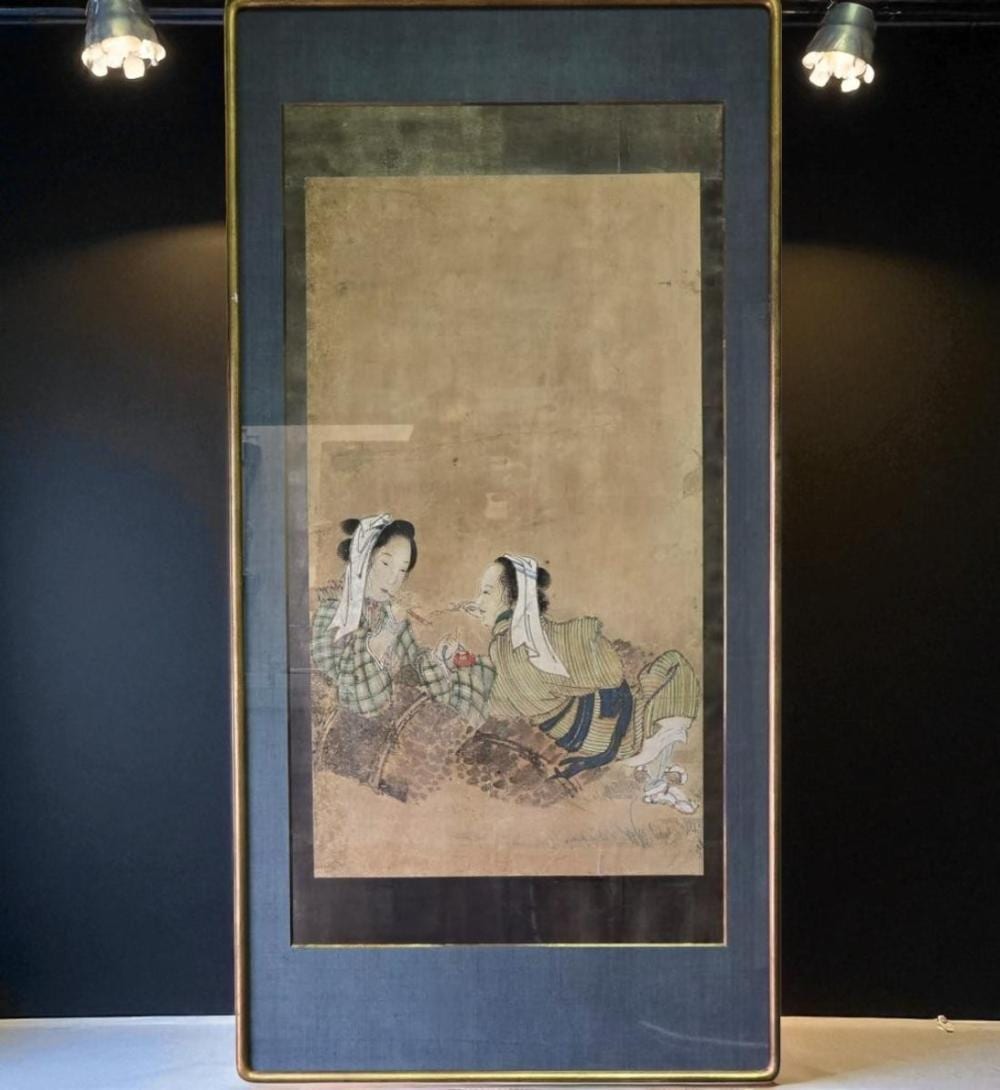 19th Century Scroll Painting Depicting 2 Women In A Landscape, Circa 1820 Edo Period sold by Compendium Auction House, lot 186 — auction record photograph