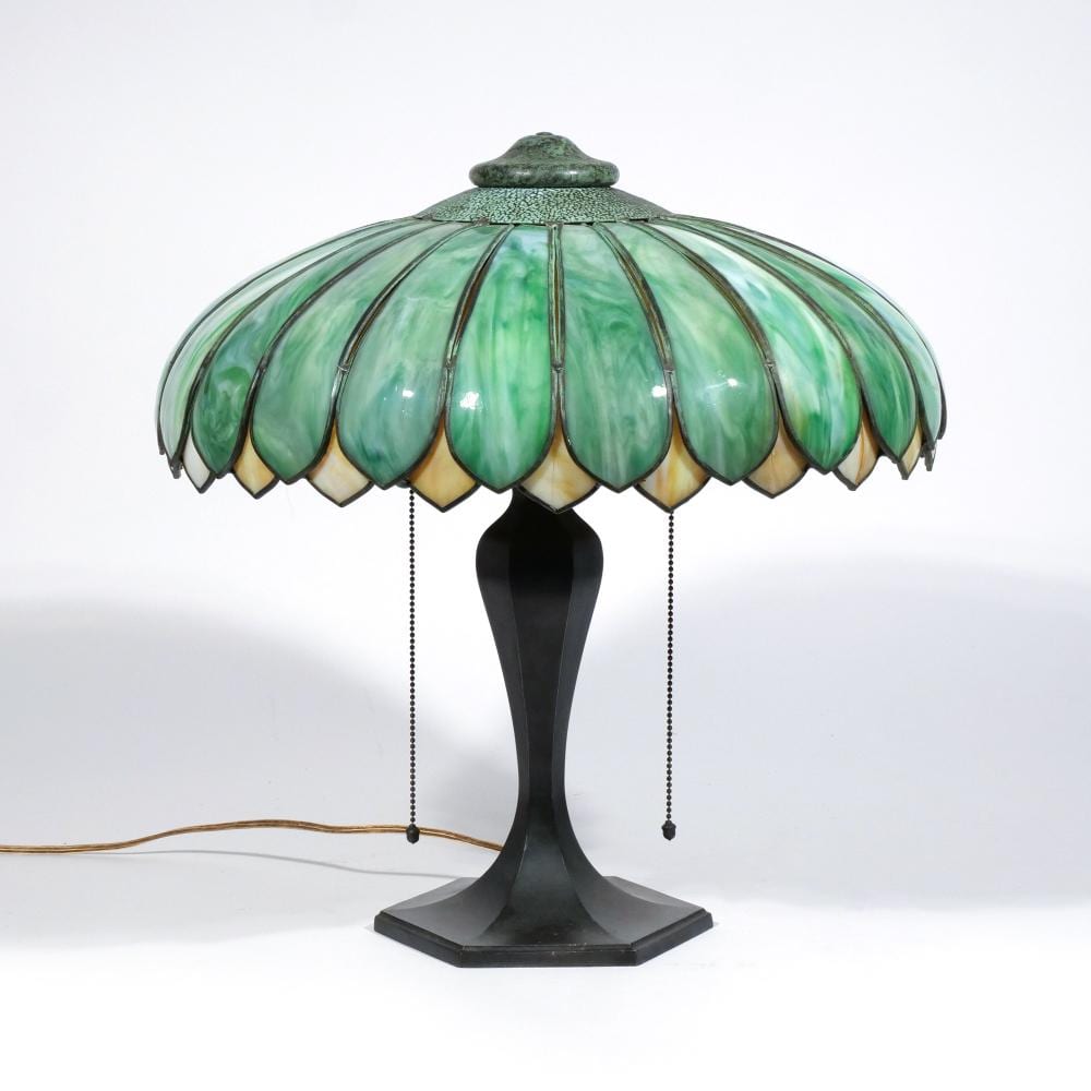 John Morgan comparable auction result: john morgan sons leaded glass lamp