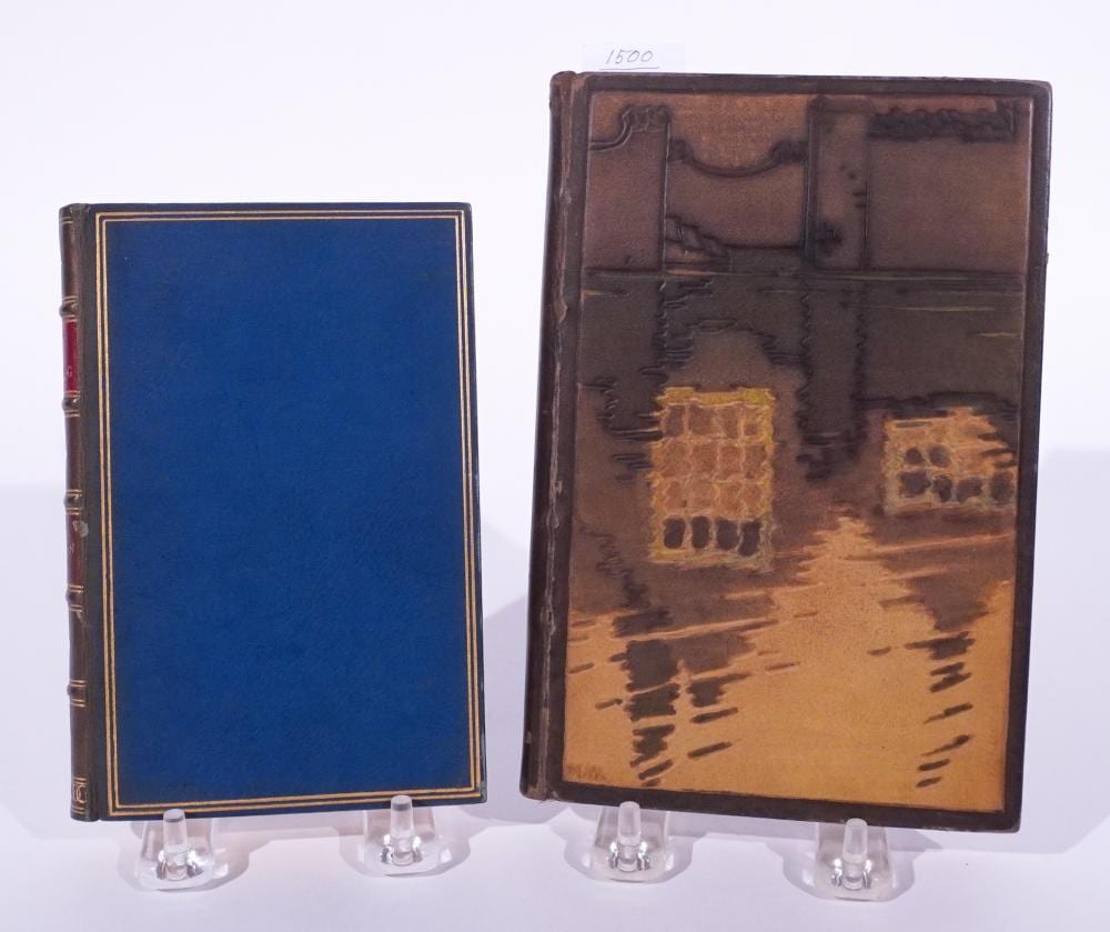 attributed to cl ment m re and franz waldraff pictorial tooled leatherbound volume and rivi re and son gilt tooled leatherbound volume with slipcase two romantic poetry books · Weschler's · 2025-07-08 Clément E. Mère comparable auction result: attributed to cl ment m re and franz waldraff pictorial tooled leatherbound volume and rivi re and son gilt tooled leatherbound volume with slipcase two romantic poetry books