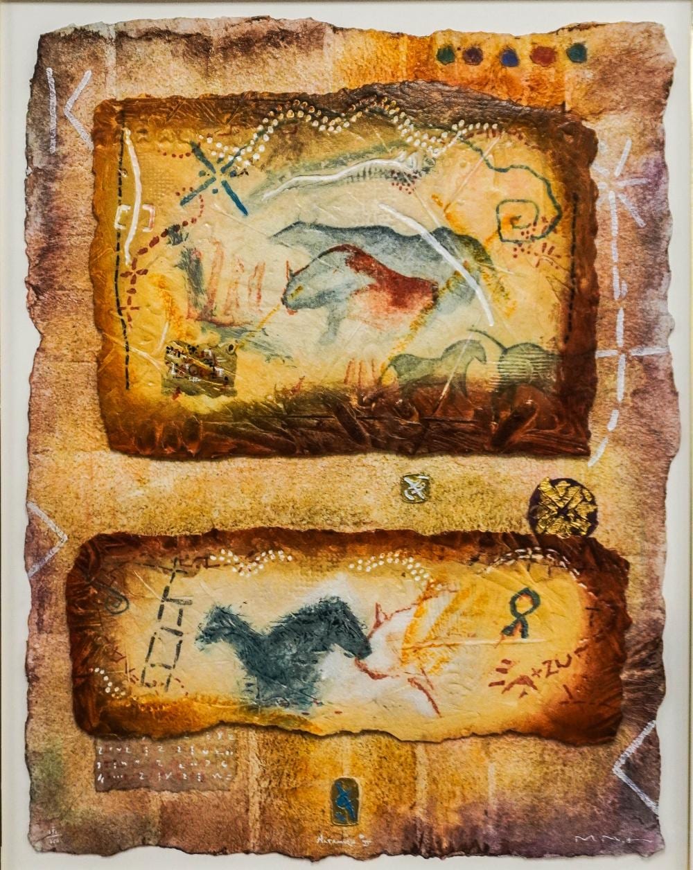 David Dodsworth comparable auction result: david dodsworth irish b 1952 altamira ii mixed media etching signed l r titled l c and numbered 131 250 l l frame 48 x 39 1 4 in 121 9 x 99 7 cm