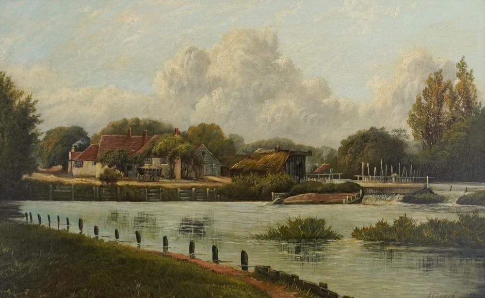 Octavius T. Clark comparable auction result: octavius thomas clark british 1850 1921 two farm scenes each an oil on canvas frame of each 19 x 27 1 4 in 48 3 x 69 2 cm