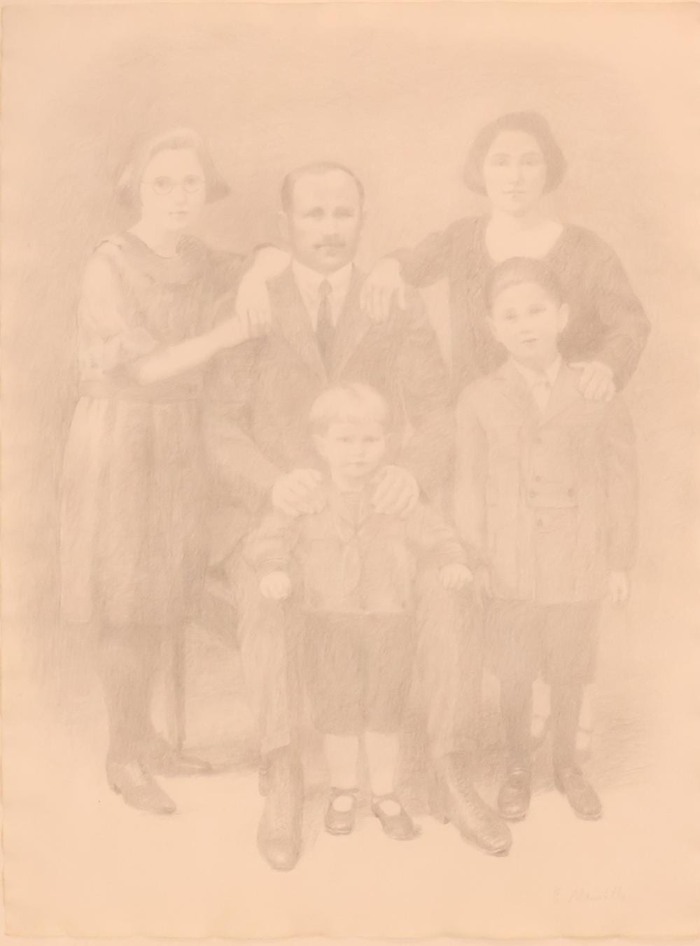Elsie Manville comparable auction result: elsie manville 1922 family portrait pencil on paper