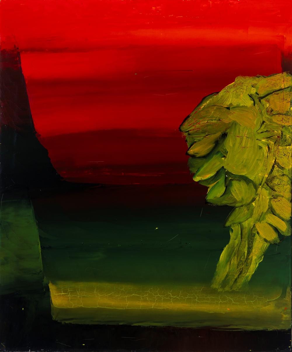 Alfredo Chighine comparable auction result: alfredo chighine milano 1914 pisa 1974 pianta su fondo rosso 1968