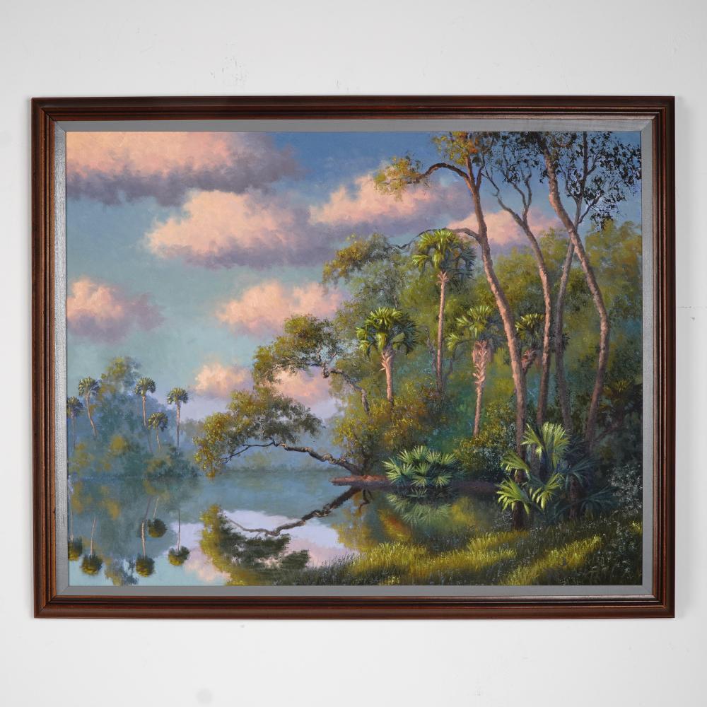 Don D. Brown, Indian River School Oil Painting, Florida Landscape, Signed sold by Lion and Unicorn, lot 123 — auction record photograph