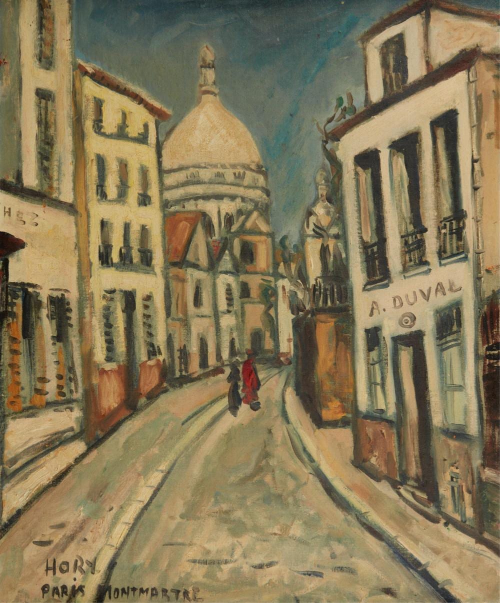 elmyr de hory hungarian 1906 1976 paris montmartre oil on artist s board 24 x 20in 61 x 51cm · Andrew Jones Auctions · 2025-07-17 Elmyr De Hory comparable auction result: elmyr de hory hungarian 1906 1976 paris montmartre oil on artist s board 24 x 20in 61 x 51cm