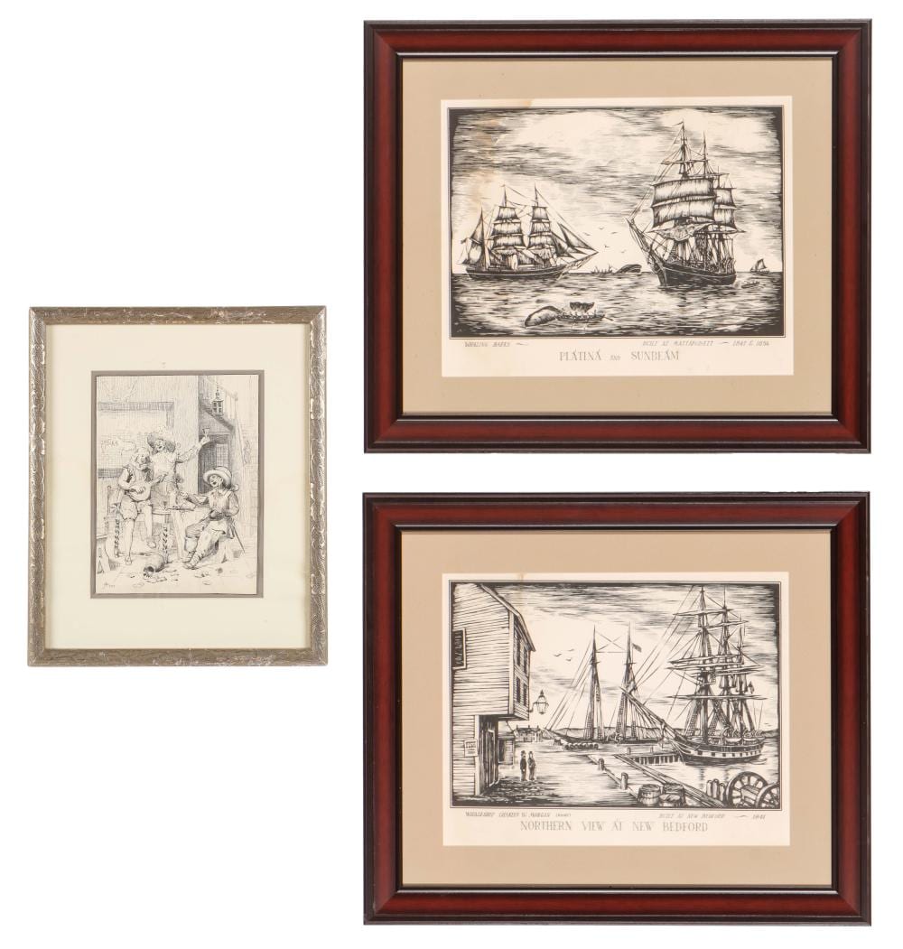 John Henry Dolph comparable auction result: john henry dolph 1835 1903 the minstrels song and 2 james arnold woodblock prints