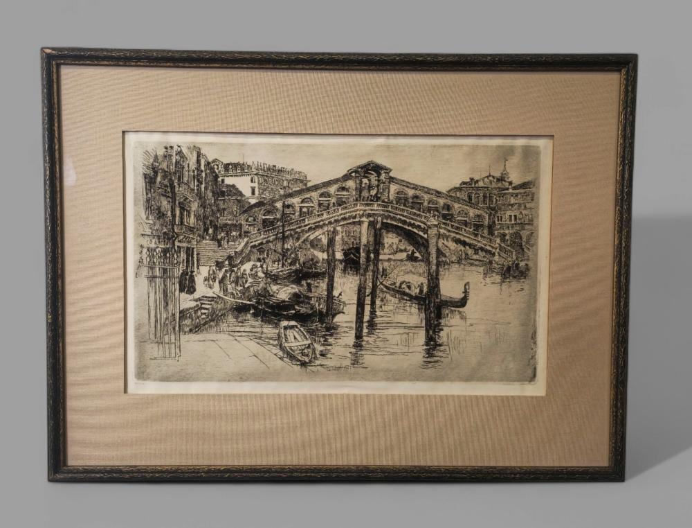 frank duveneck 1848 1919 covington cincinnati etching the rialto bridge venice · Main Auction Galleries · 2025-07-27 Frank Duveneck comparable auction result: frank duveneck 1848 1919 covington cincinnati etching the rialto bridge venice