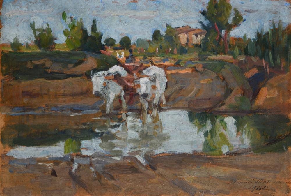Luigi Gioli comparable auction result: luigi gioli san frediano a settimo 1854 firenze 1947 buoi