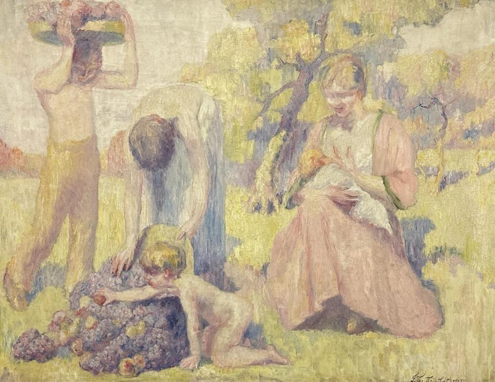 Franz van Montfort comparable auction result: franz van montfort 1889 1980 la cueillette des raisins huile sur toile 1917 dimensions 99 x 129 cm droits de suite applicables