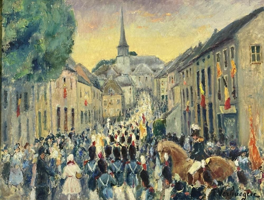 Fernand Verhaegen comparable auction result: fernand verhaegen 1883 1975 rentr e de sainte rolende gerpinnes huile sur toile dimensions 50 x 65 cm