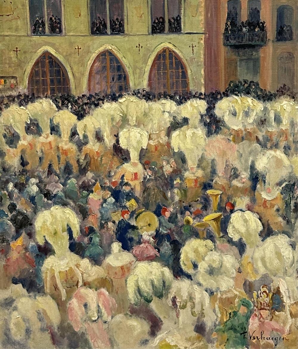 Fernand Verhaegen comparable auction result: fernand verhaegen 1883 1975 carnaval de binche huile sur toile dimensions 70 x 60 cm