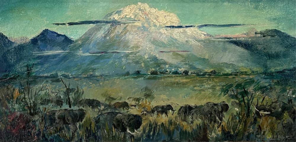 Paul Daxhelet comparable auction result: paul daxhelet 1905 1993 troupeau d l phants huile sur panneau dimensions 39 x 19 cm
