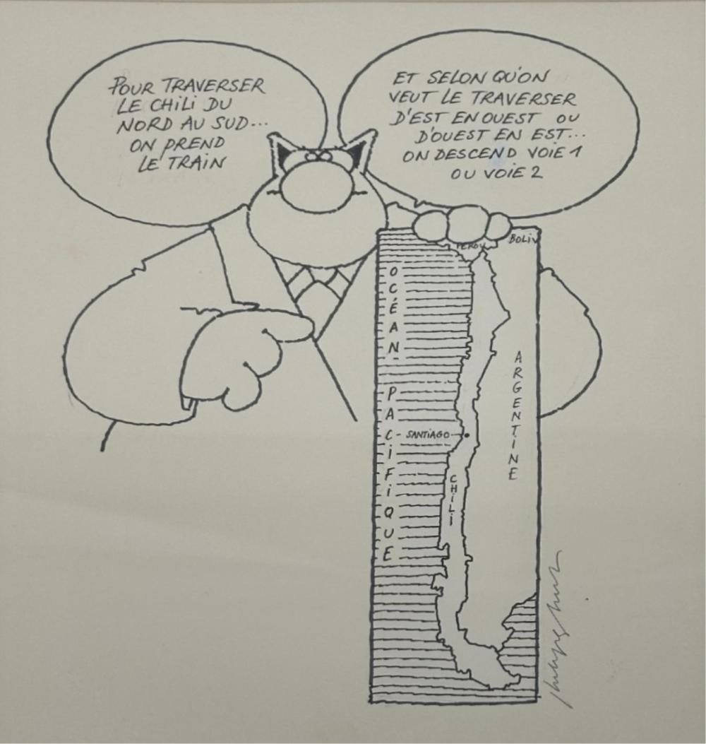 Philippe Geluck comparable auction result: philippe geluck 1954 le chat dessin au feutre dimensions 24 x 20 cm