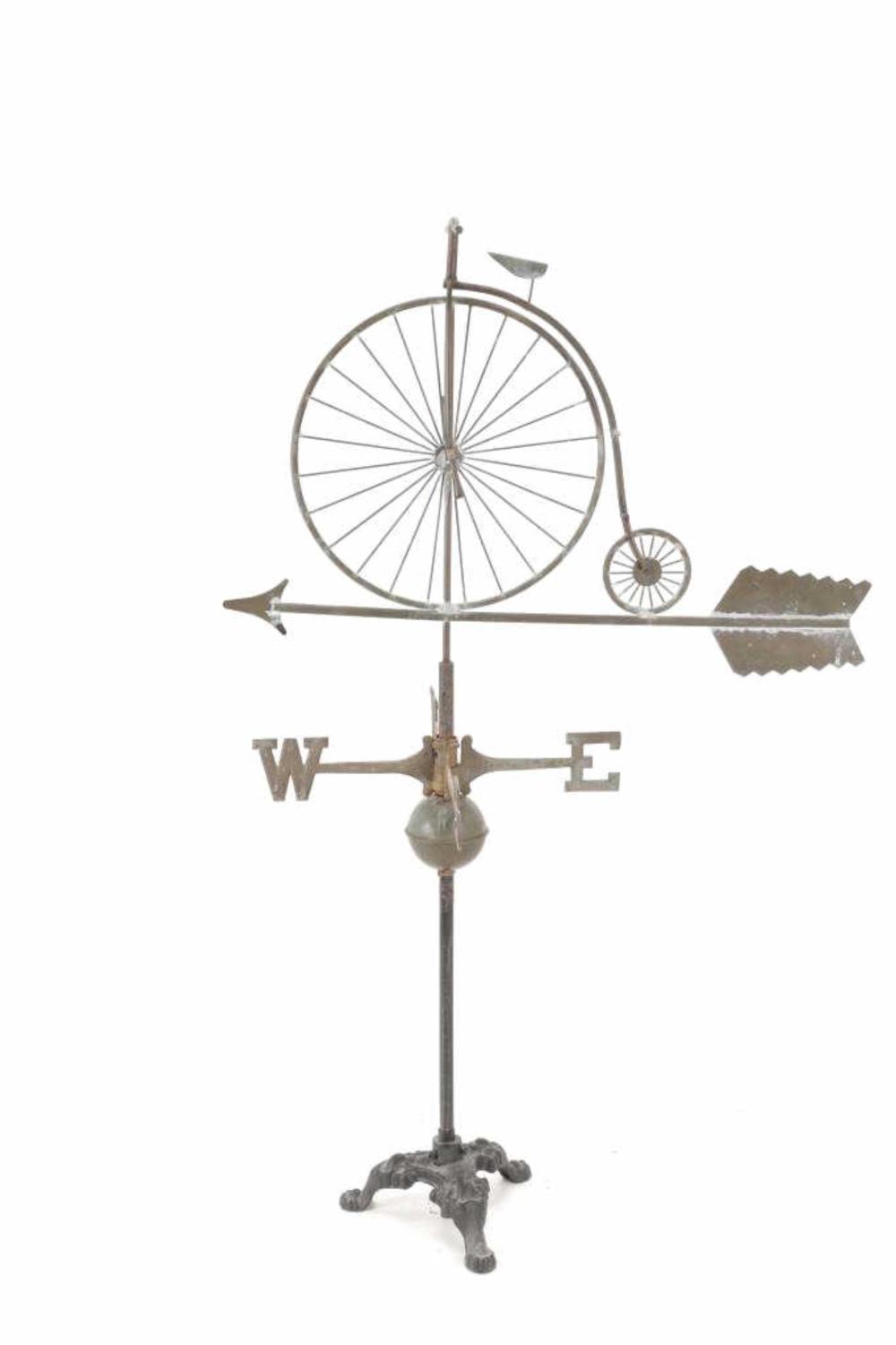 Antique Penny-farthing Highwheel Weathervane sold by North American Auction Company, lot 56 — auction record photograph