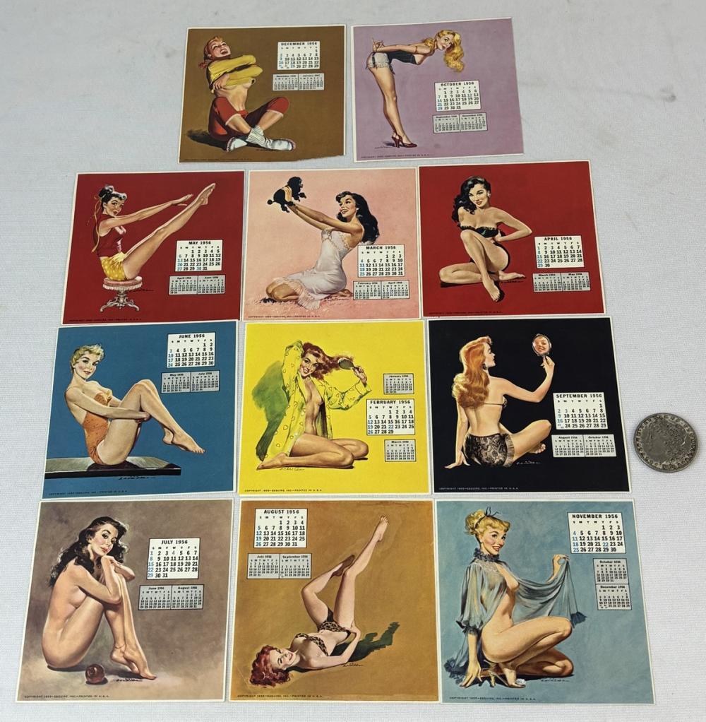 Ernest Chiriacka comparable auction result: vintage 1956 esquire pin up girl fold out calendar pages by ernest chiriacka