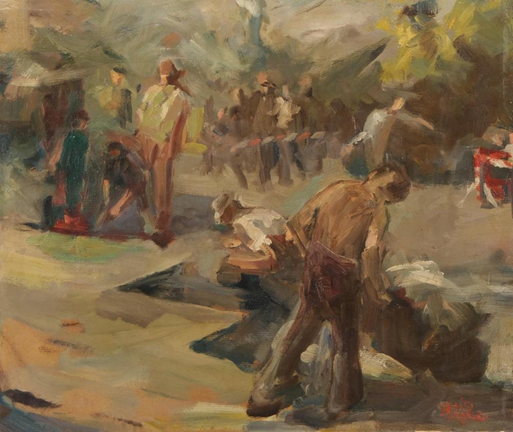 Isaac Israëls comparable auction result: isaac isra ls workers at work signed oil on cardboard painting
