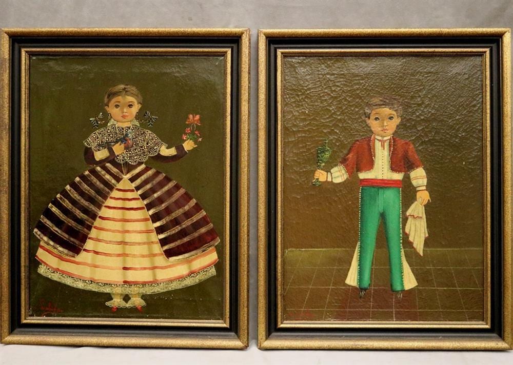 Agapito Labios comparable auction result: agapito labios mexican 1898 1996 pair of works portrait of young carnival dancers two works both signed lower left hand corner