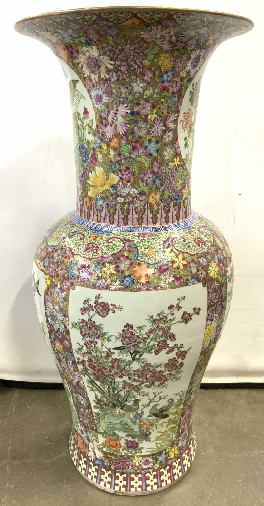 XL Vintage Hand Painted Asian Porcelain Vase 37in sold by The Benefit Shop Foundation Inc., lot 540 — auction record photograph