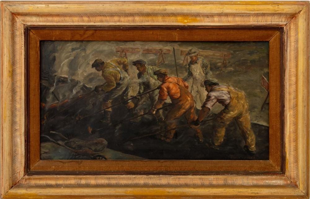 Lionel S. Reiss comparable auction result: lionel s reiss hot tar oil on masonite