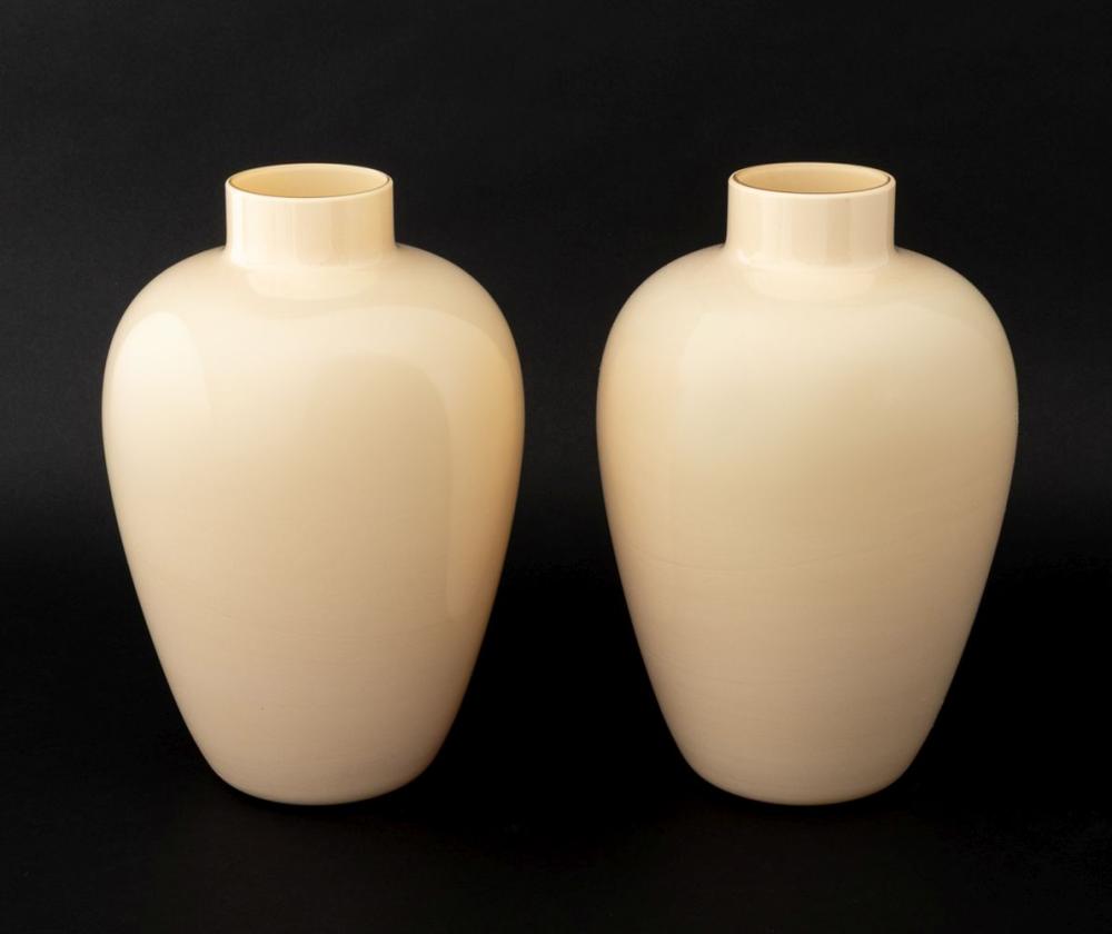 Venini Murano Art Glass Baluster Vases, Pair sold by Auctions at Showplace, lot 273 — auction record photograph