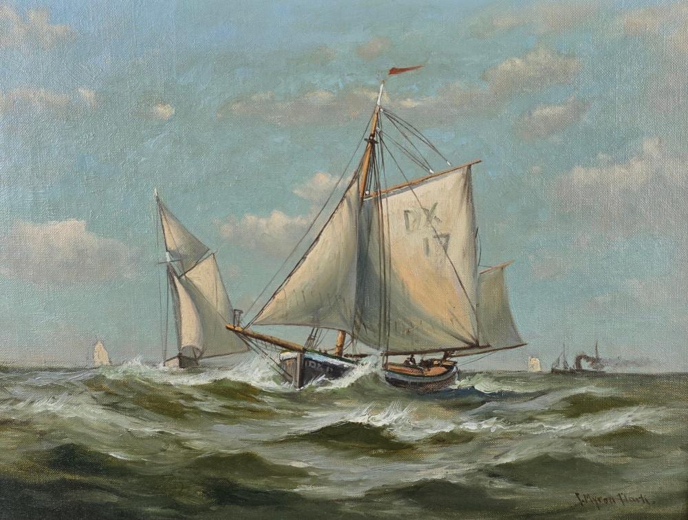 C. Myron Clark comparable auction result: c myron clark oil on canvas maritime painting
