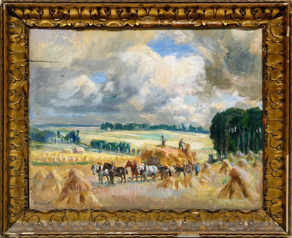 Raymond Louis Lecourt comparable auction result: raymond louis lecourt french 1882 1946 oil harvesting hay signed 42 x 54