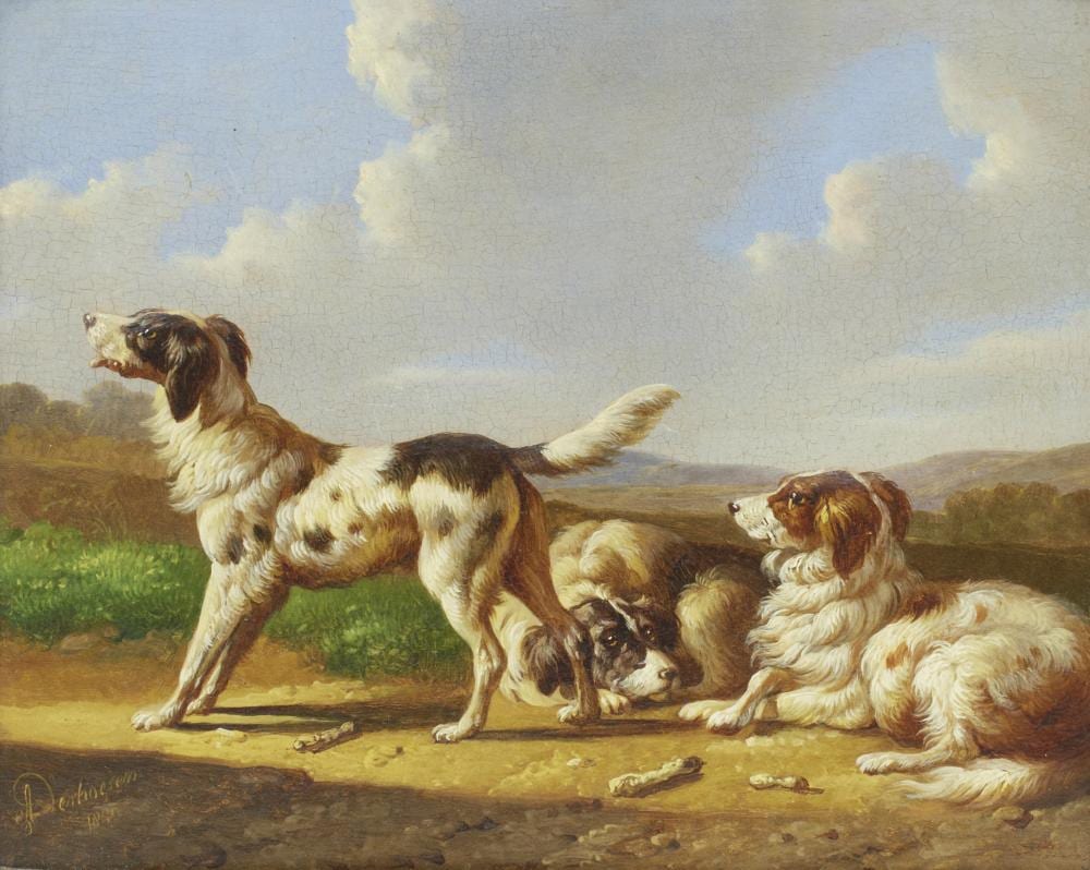 Albertus Verhoesen comparable auction result: albertus verhoesen dutch 1806 1881 setters in a landscape