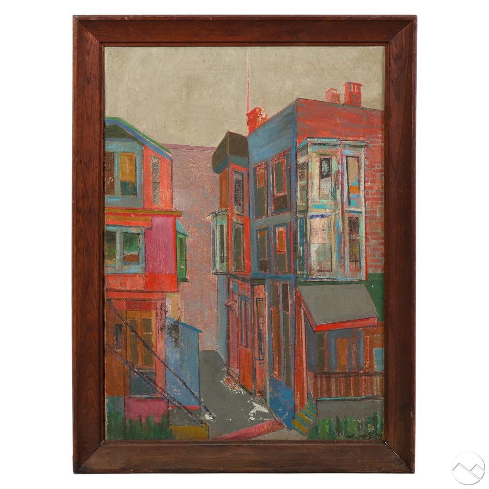 Allen Wolf comparable auction result: allen wolf 1925 2011 abstract urban city painting