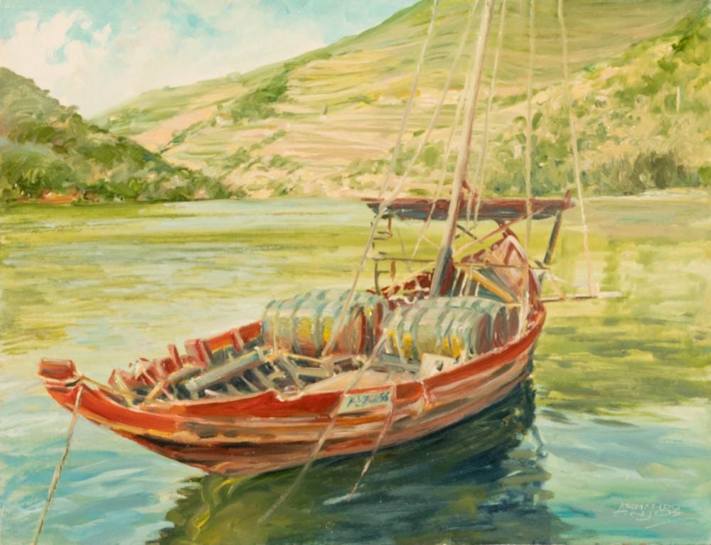 Armando Anjos comparable auction result: armando anjos 1931 2017 rabelos no rio douro leo sobre platex dim aprox 50 x 65 5 cm