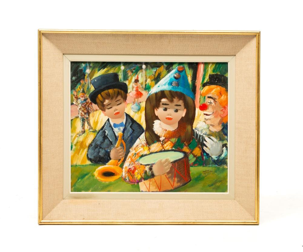 Nino Giuffrida comparable auction result: nino giuffrida italian 1924 2015 les enfants de la balle oil on canvas