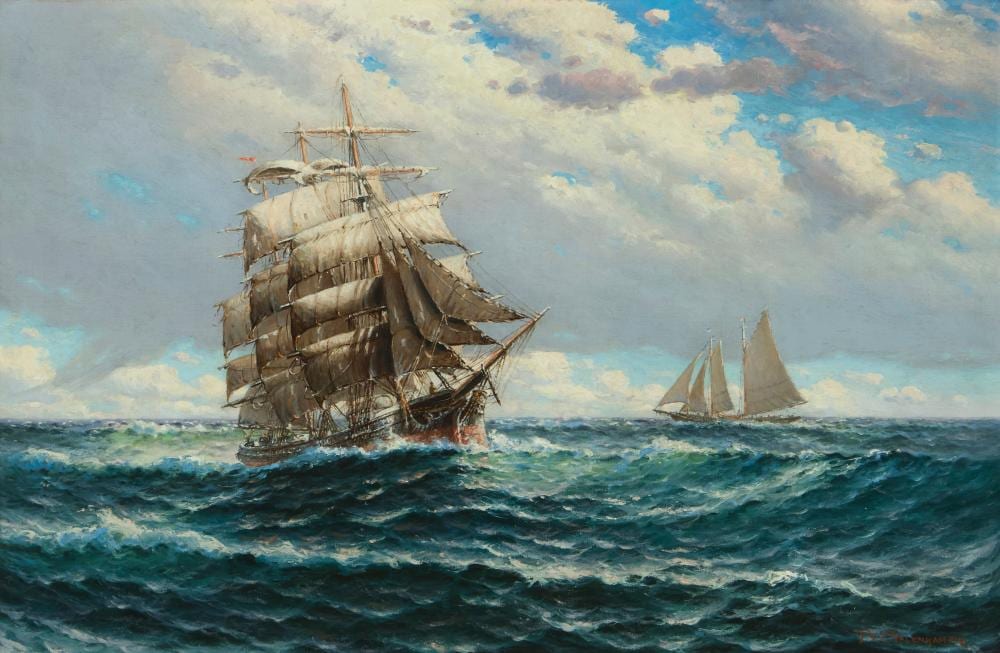 Theodor Victor Carl Valenkamph comparable auction result: theodor victor carl valenkamph 1868 1924 a square rigger on the open seas
