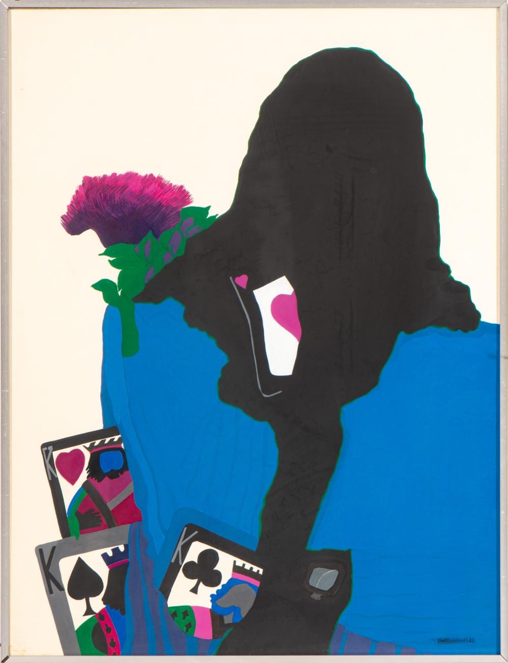 Isabel Laginhas comparable auction result: isabel laginhas 1942 2018 figuras com cartas e flor t cnica mista s papel dim aprox 63 5 x 48 5 cm
