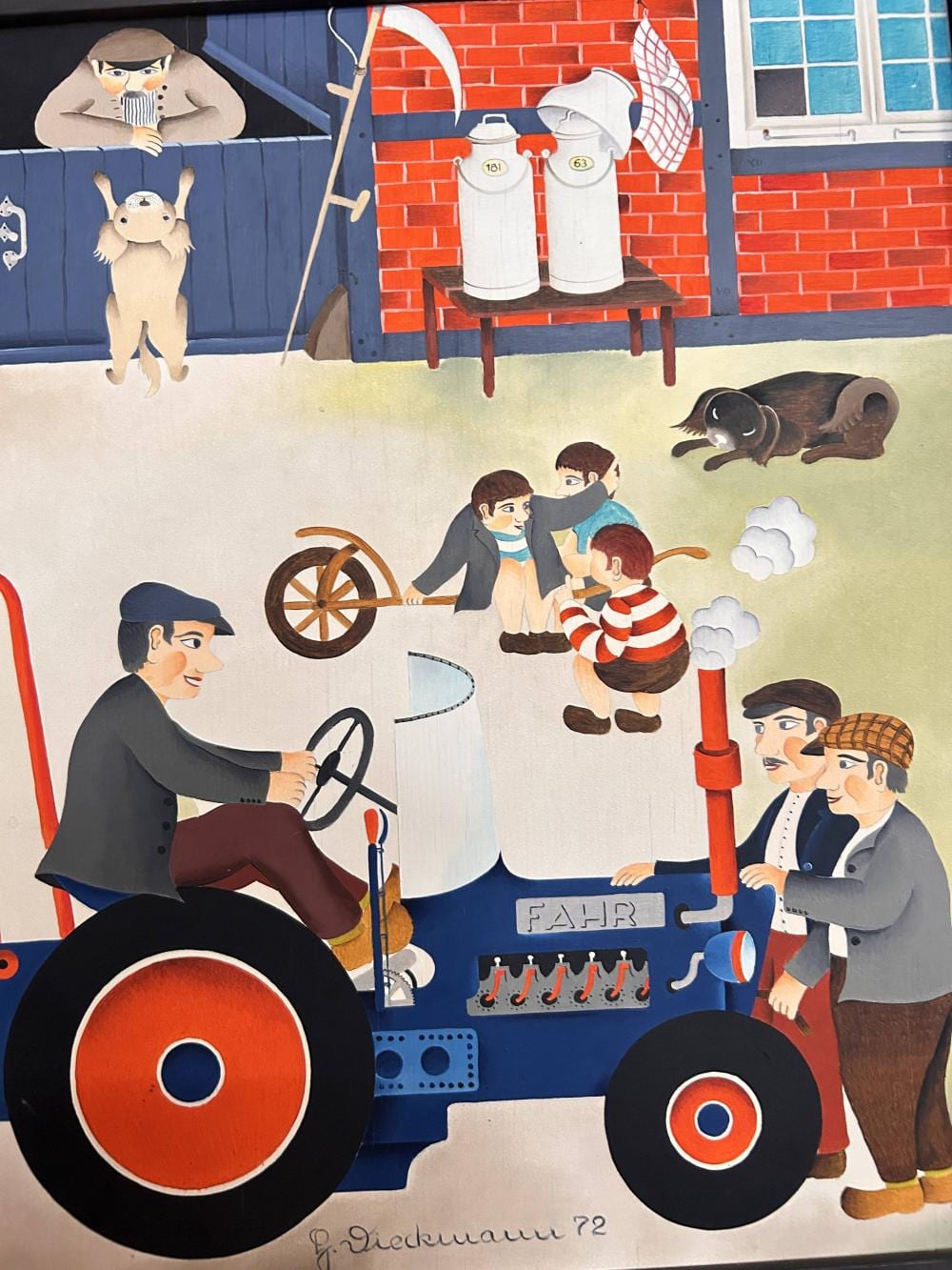 Henry Dieckmann comparable auction result: henry dieckmann 1933 2018 1972 traktor vor stall naives gem lde gerahmt rg 37x32 cm