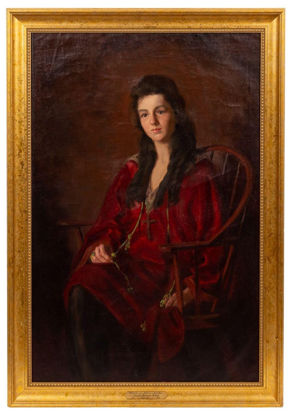 Susan Ricker Knox comparable auction result: susan ricker knox lady in red dress o c