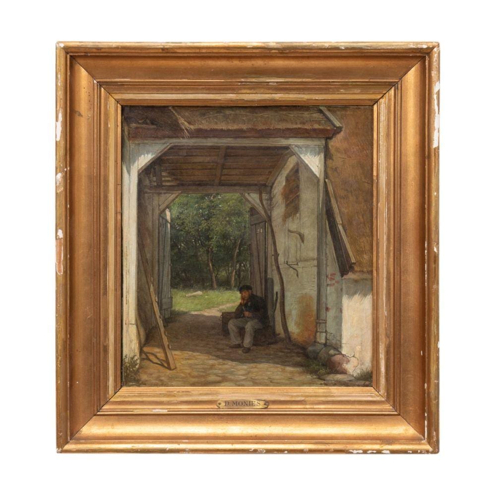 David Monies comparable auction result: david monies 19th c figural genre scene oil