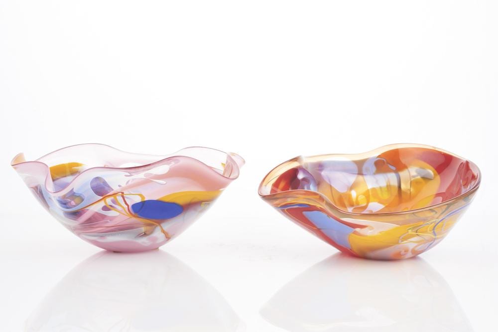 John Macpherson comparable auction result: john macpherson american 20th century two free form bowls 1986 7 diameter each 34 cm approx