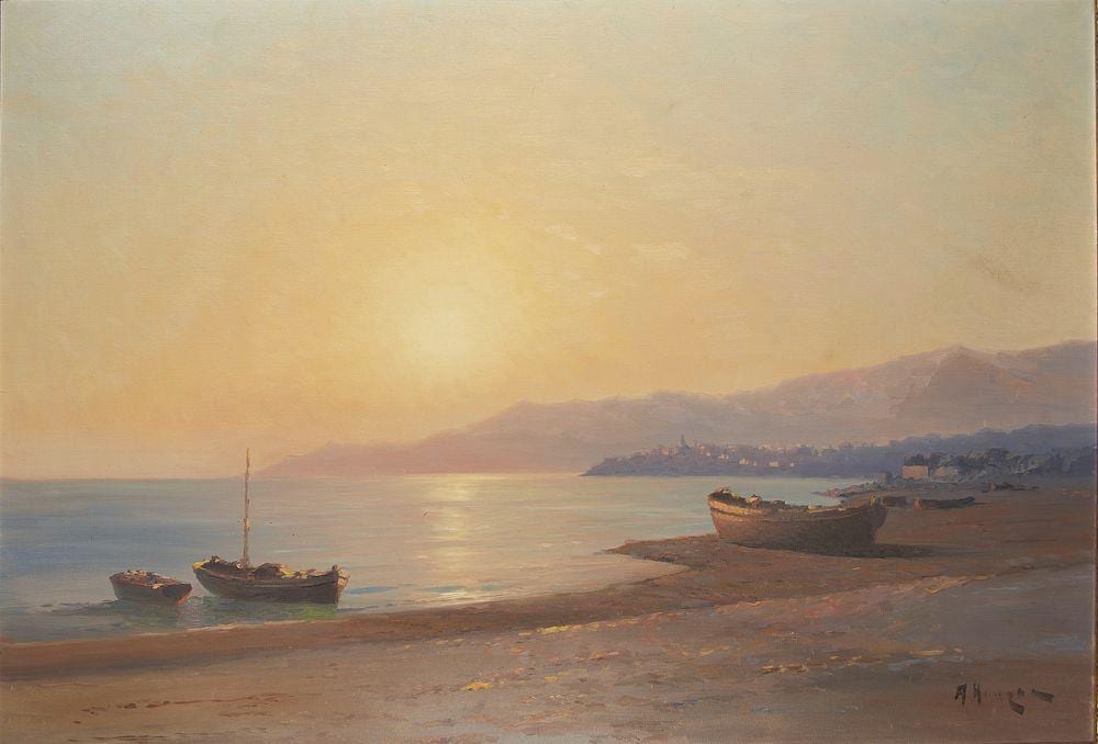 Alexis Hanzen comparable auction result: aleksei hanzen 1876 1937 dusk on the shore