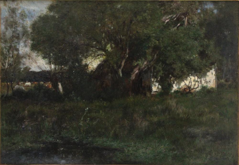Emile van Marcke comparable auction result: emile van marcke 1827 1890 pastoral landscape at twilight oil on canvas