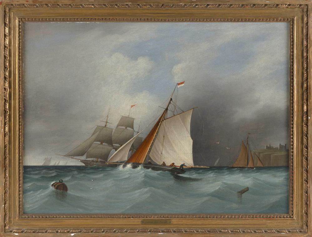 Thomas Luny comparable auction result: thomas luny united kingdom 1759 1837 ships off a coast oil on canvas 18 x 24 5 framed 21 25 x 28