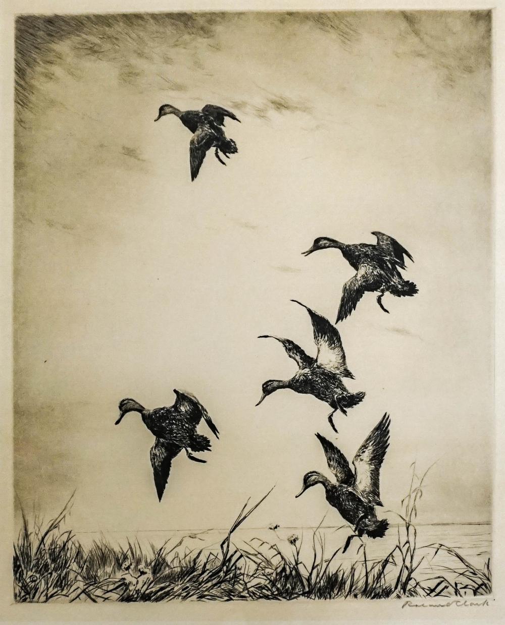 Roland Clark comparable auction result: roland clark american 1874 1957 morning etching signed l r and titled bottom edge unframed 18 x 13 1 2 in 45 7 x 34 3 cm