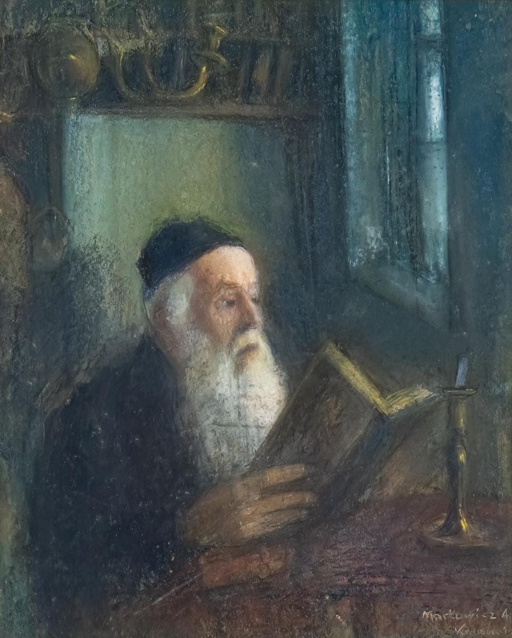 Arthur Markowicz comparable auction result: arthur markowicz polish 1872 1934 rabbi pastel on paper 1914